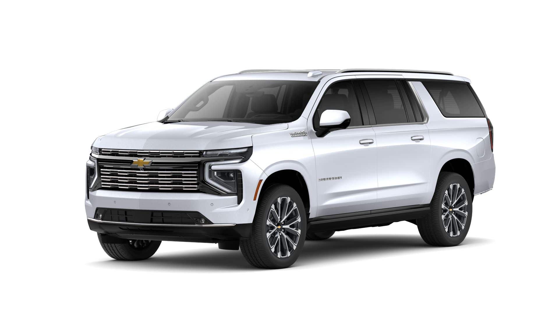 2026 Chevrolet Suburban High Country in Polar White Tricoat — front three-quarter view