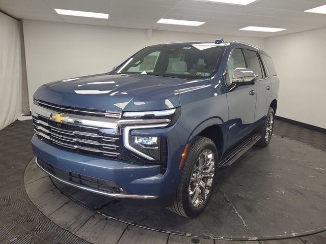 2026 Chevrolet Tahoe Premier in Lakeshore Blue Metallic — front three-quarter view